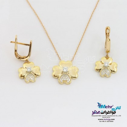 Gold Half Set - Necklace and Earrings - Flower Design-MS0623